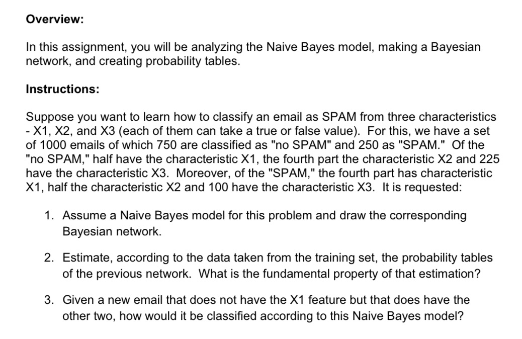 Overview: In this assignment. you will be analyzing the Naive Bayes