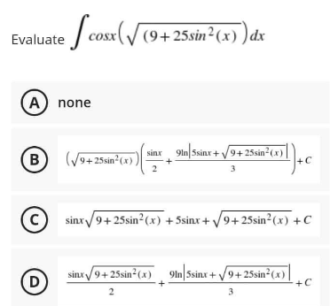  Evaluate J (ex + 2x) 2dx A none 23e- + 16e*