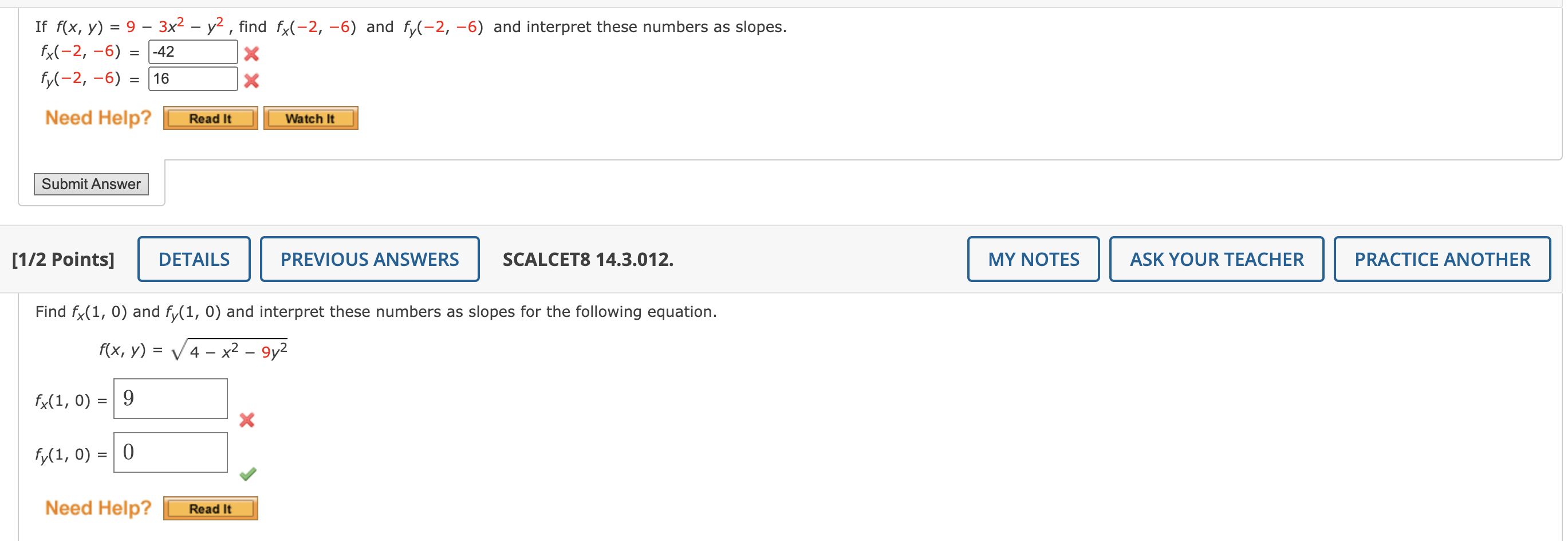  If f(x, y) = 9 - 3x2 - y2 , find