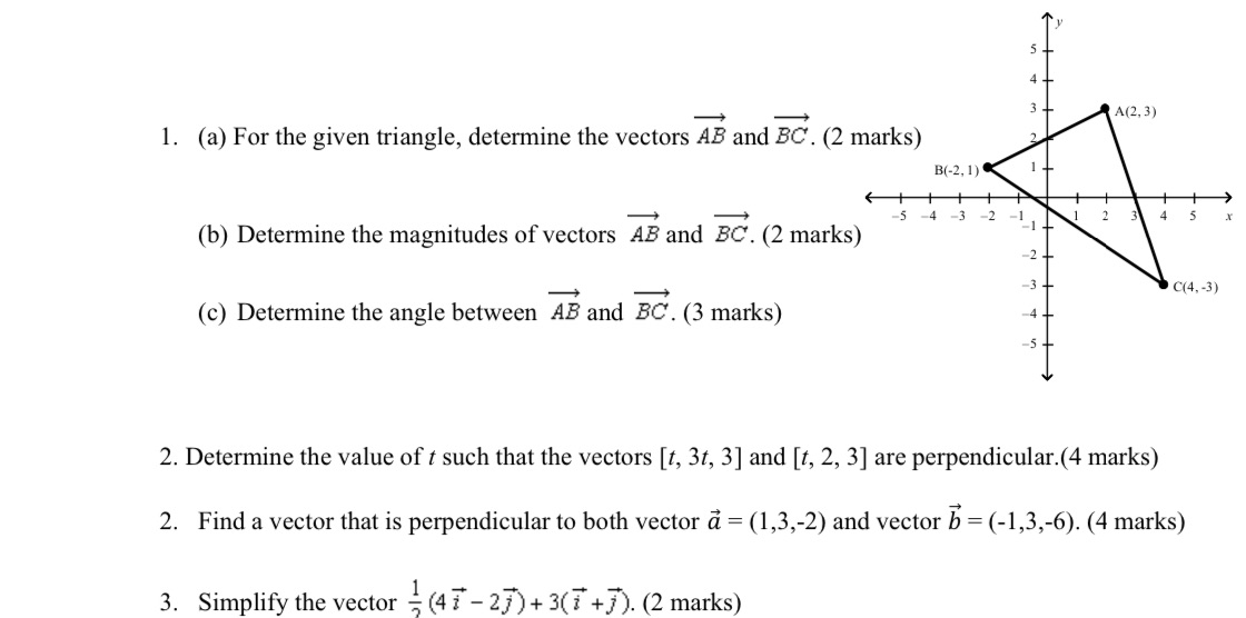 5 3 A(2,3) 1. (a) For the given triangle, determine the