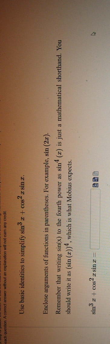 any help would be appreciated. each question. A correct answer without an