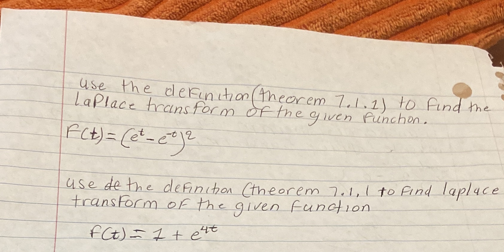  use the definition ( theorem 7 . 1. 1) to Find