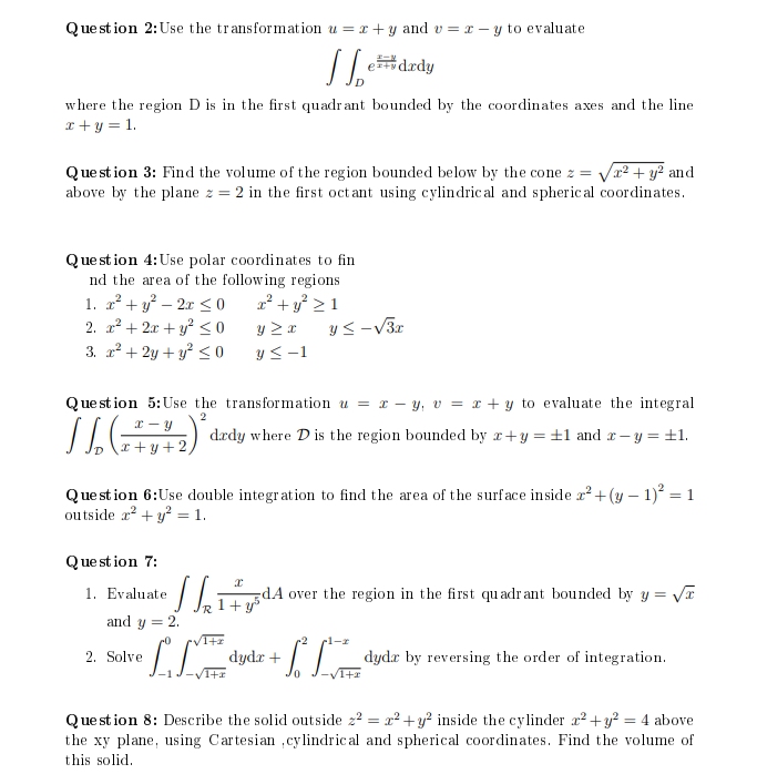 = c - y to evaluate where the region D is in
