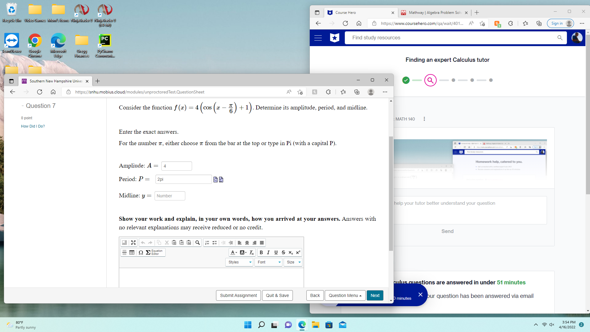  Course Hero Mathway | Algebra Problem Solv x |+ X Recycle