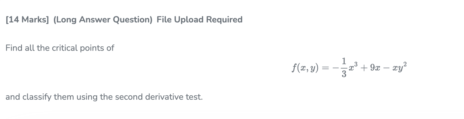  [14 Marks] (Long Answer Question) File Upload Required Find all the