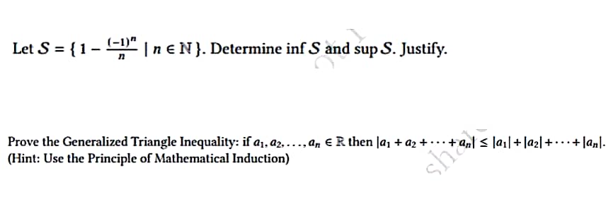  Let S = { 1 - [-1)" n [ n E