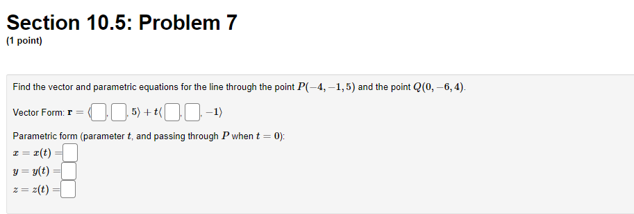 point A = (-4, 1, 1) to the point B = (1,