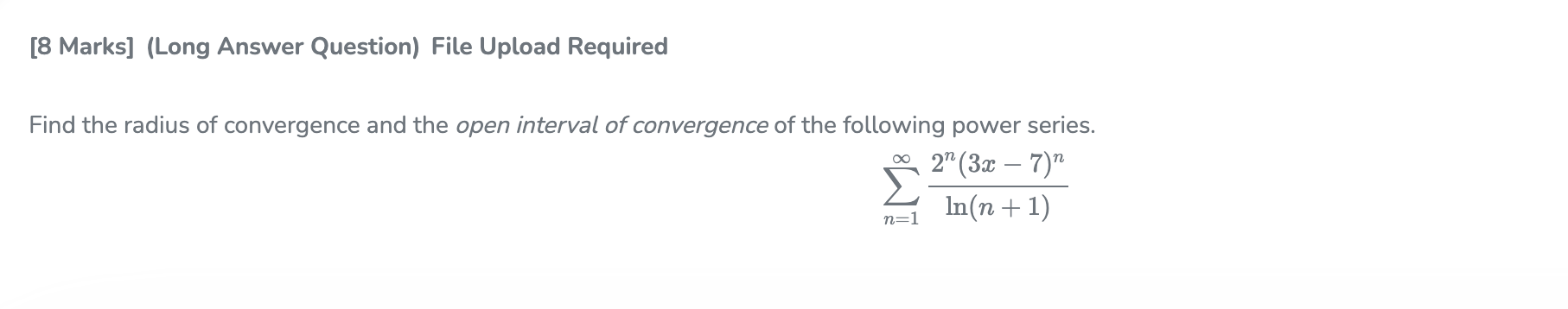 of convergence and the open interval of convergence of the following power