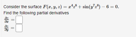 0. Find the following partial derivatives