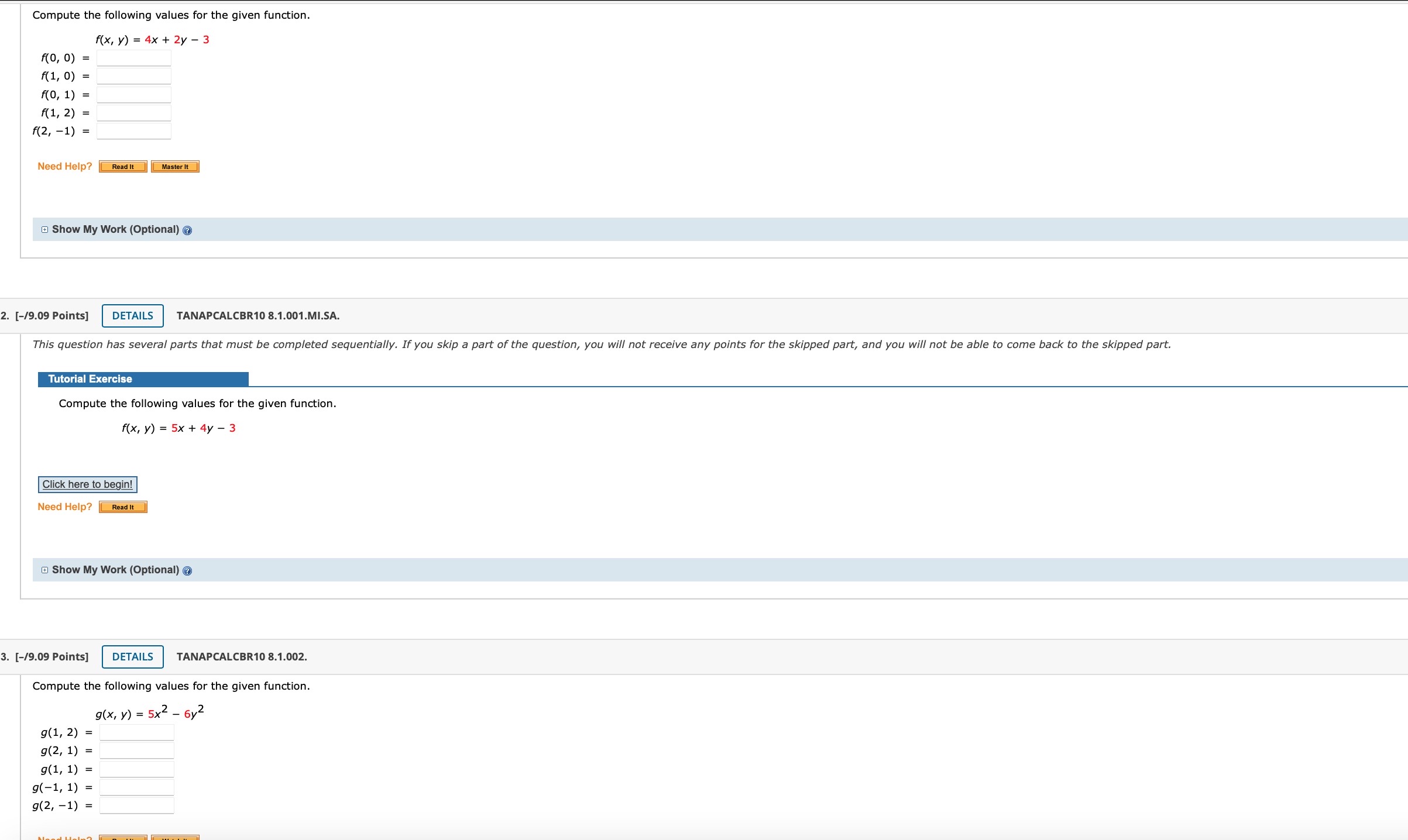 sequentially. If you skip a part of the question, you will not