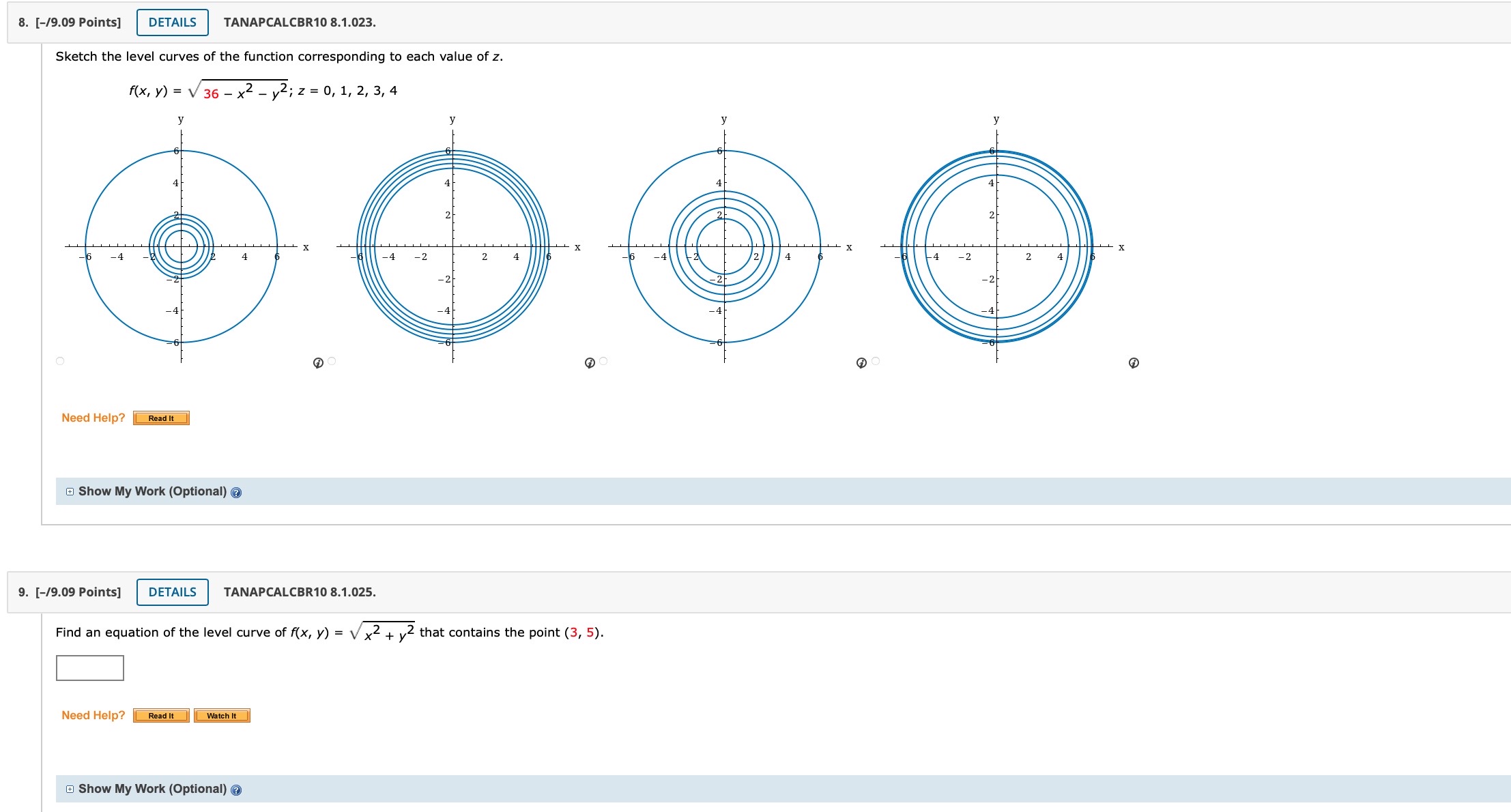 following values for the given function. f (x, y) = 5x +