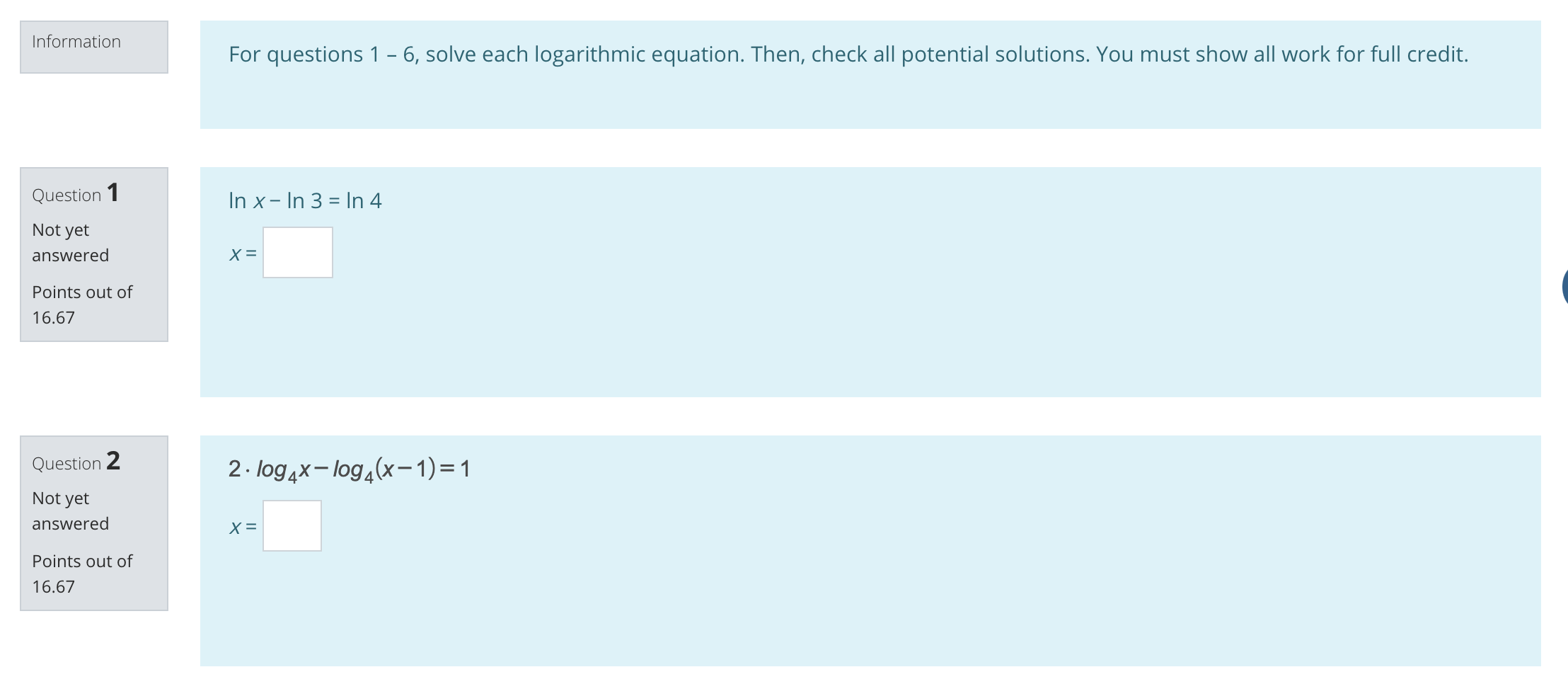 16.67 Ff VCInformation For questions 1 - 2, the logistic function below