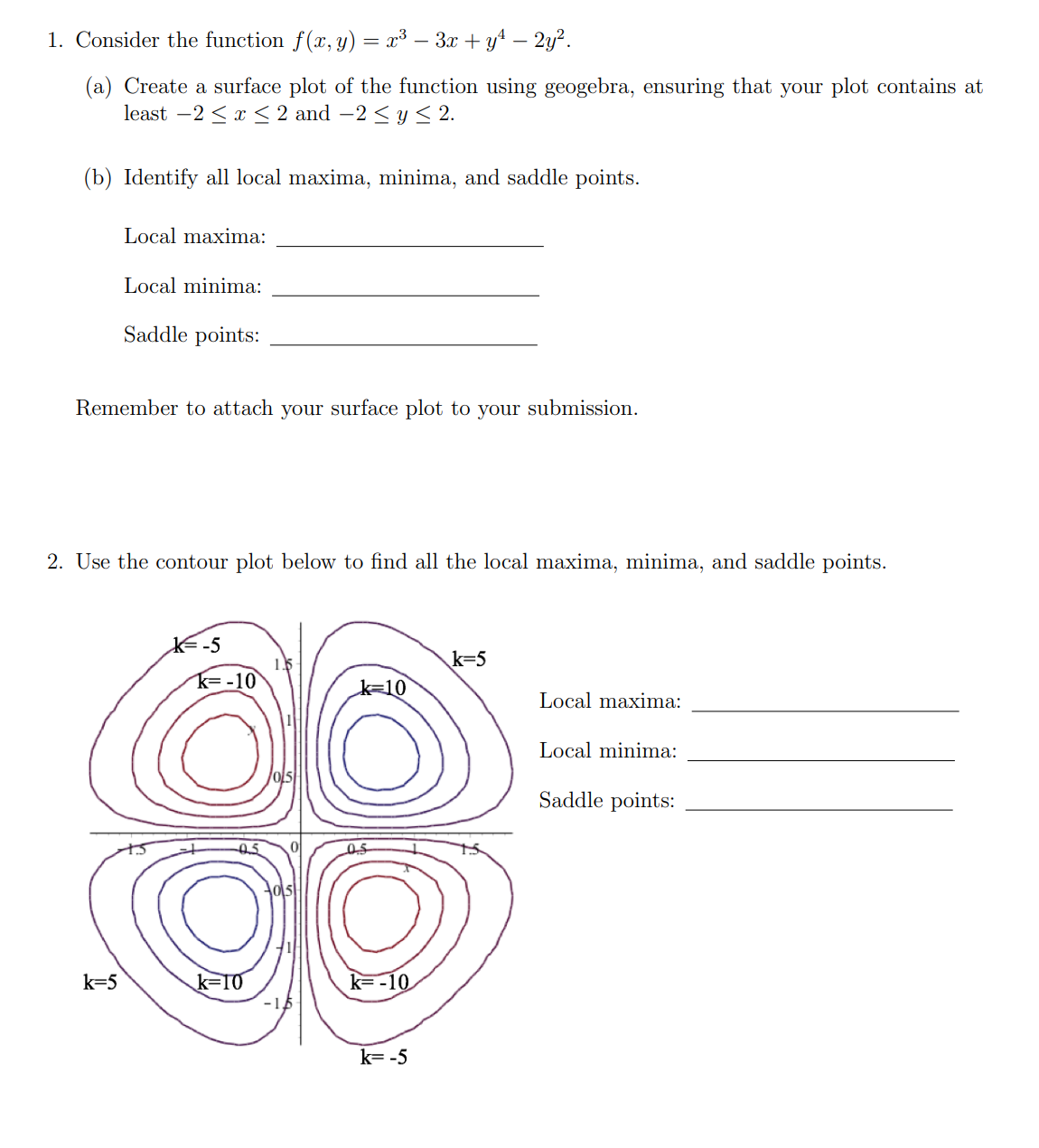 1. Consider the function f (x, y) .T3 3r + y4 2y2.
