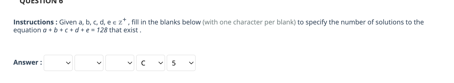 fill in the blanks below (with one character per blank) to specify