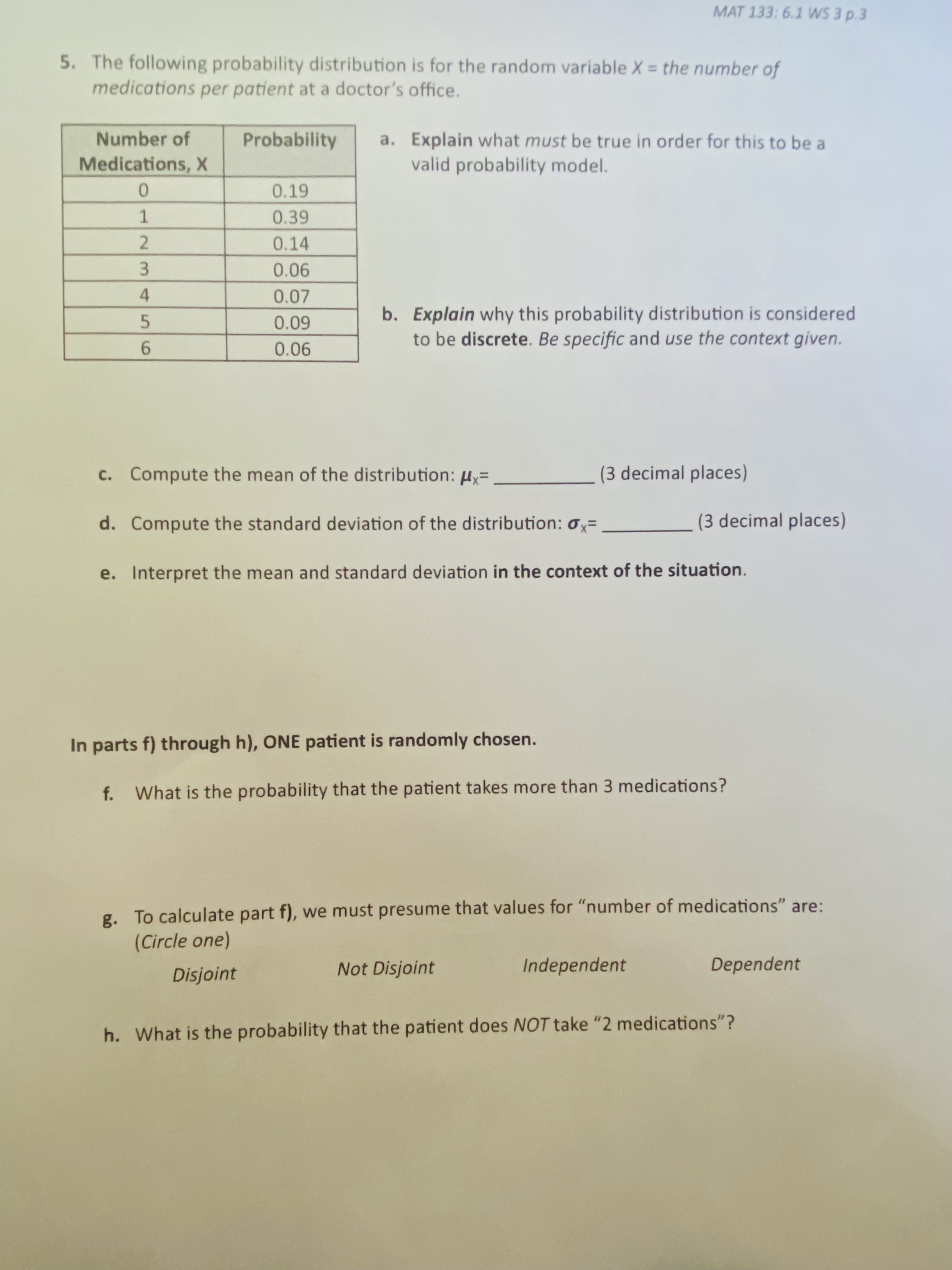 E Number of Customers in Line b. Find the probability that more