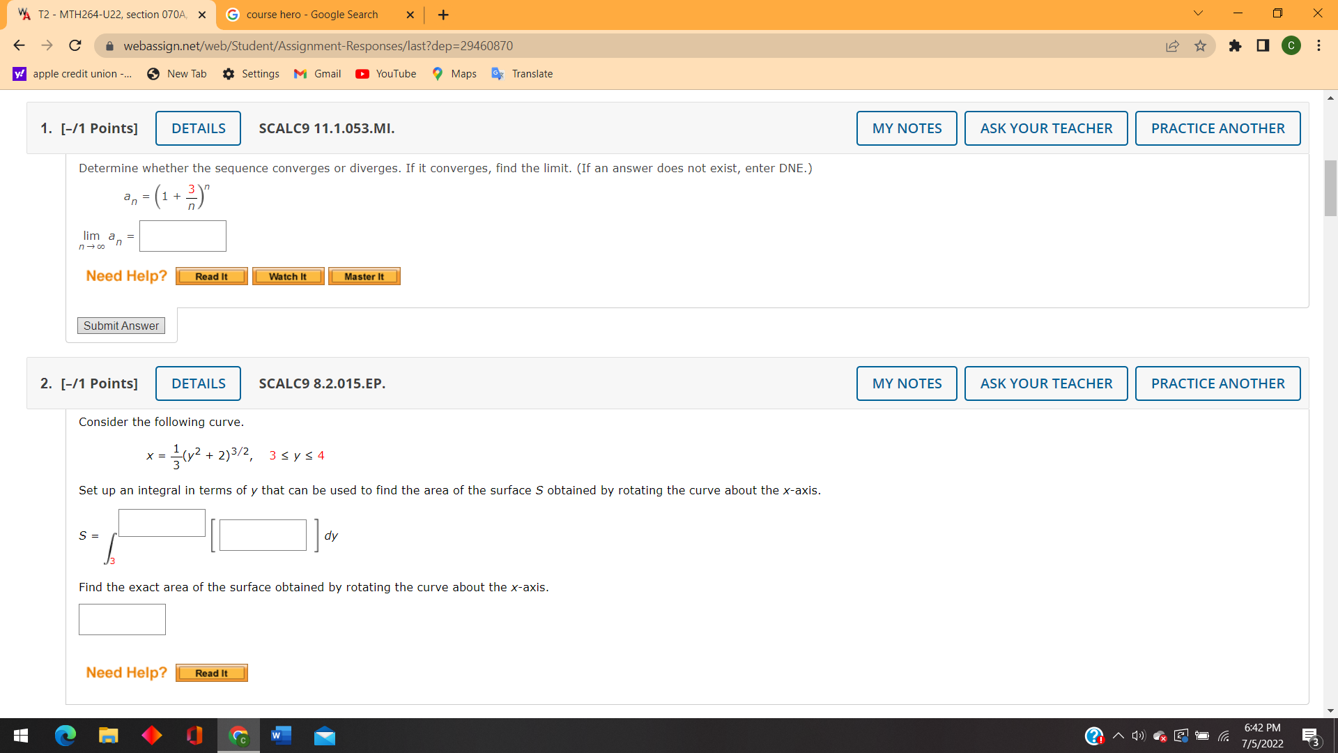  WA T2 - MTH264-U22, section 070A, x G course hero -