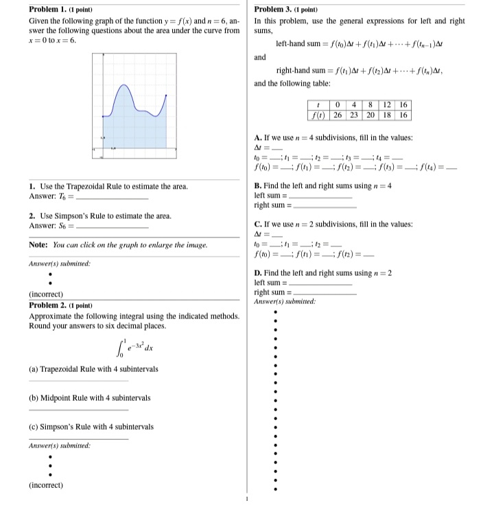 graph of the function y = f(x) and n = 6, an-