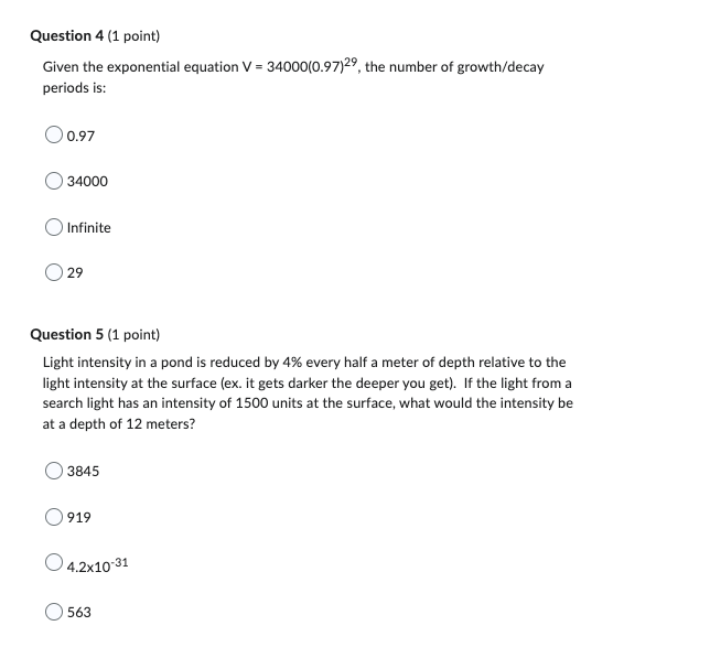 the number of growth/decay periods is: O0.97 34000 O Infinite O 29