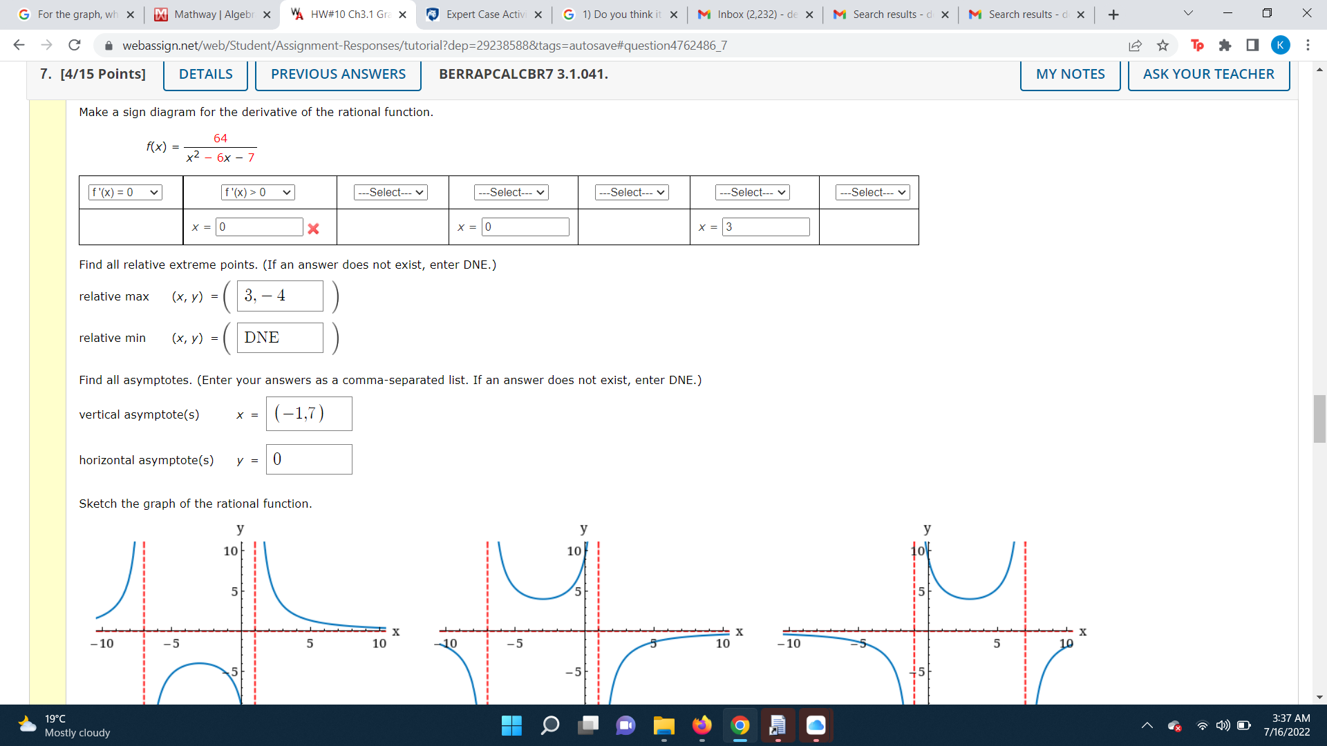 your answers using interval notation.) increase decrease Sketch the graph of the