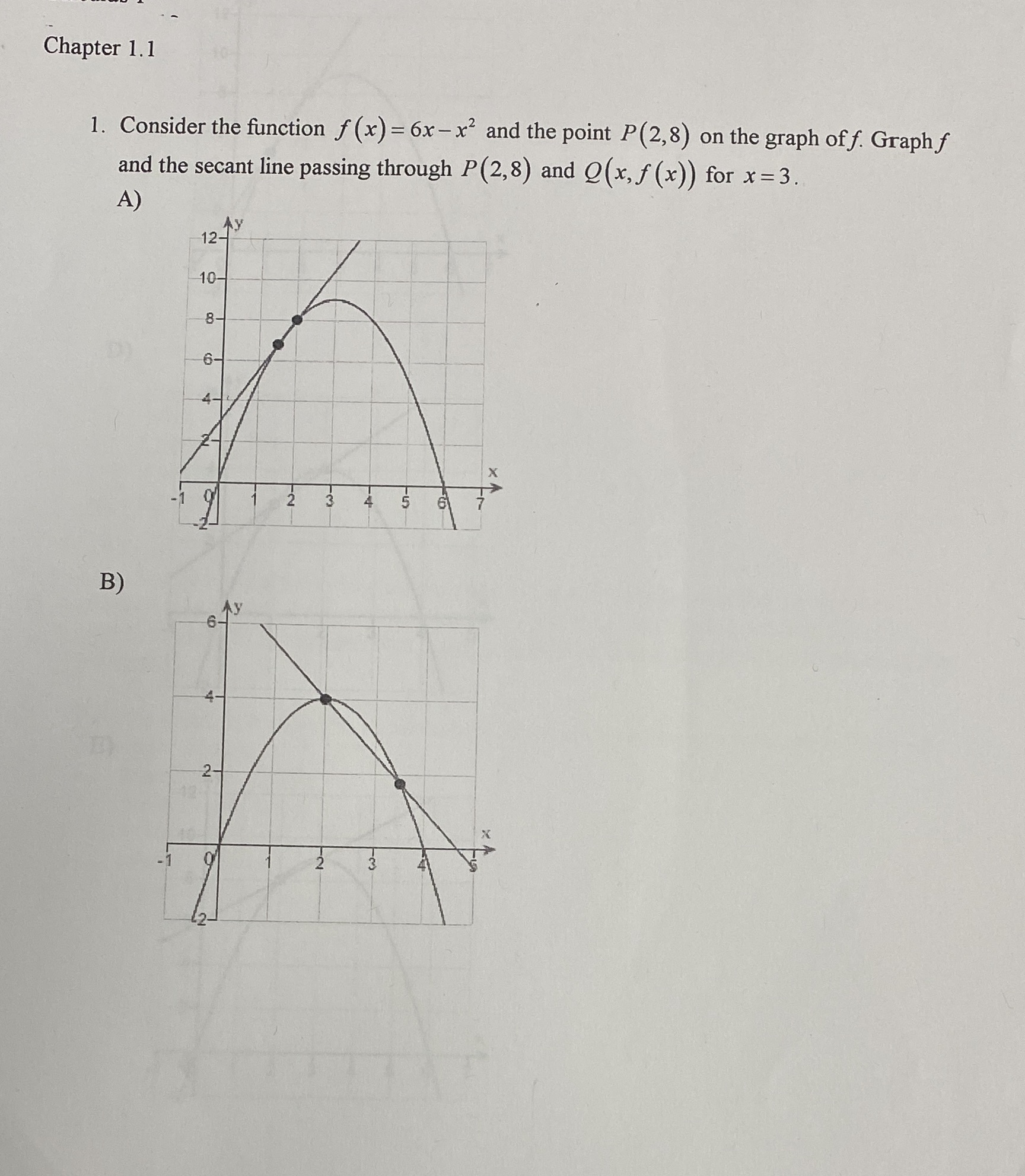 Chapter 1.1 1. Consider the function f (x) = 6x-x2 and