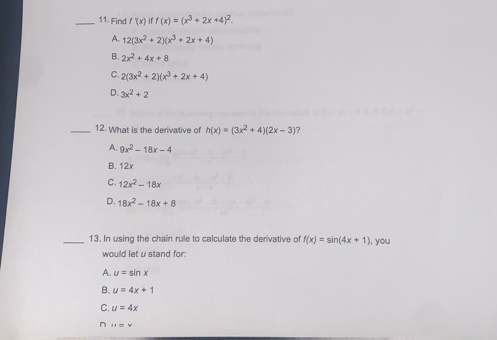 11. Find f ' ( x ) if f ( x