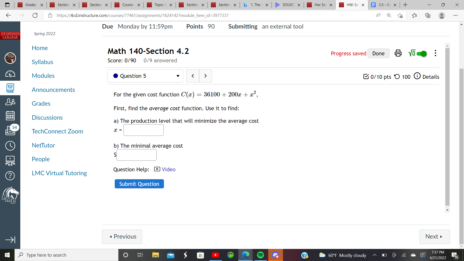 4.2 Progress saved Done Syllabus Score: 0/90 0/9 answered Modules Question 5
