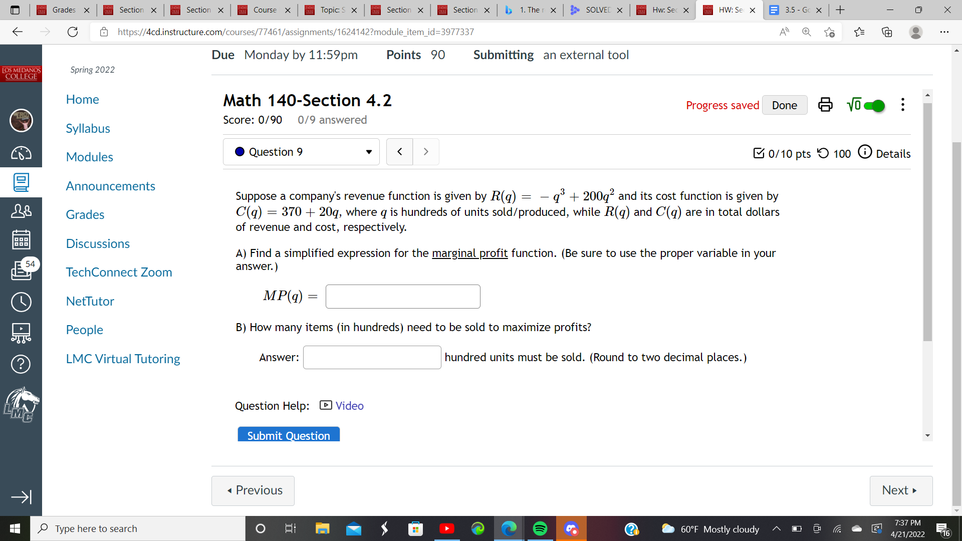 will minimize the average cost 5 TechConnect Zoom x = NetTutor b)