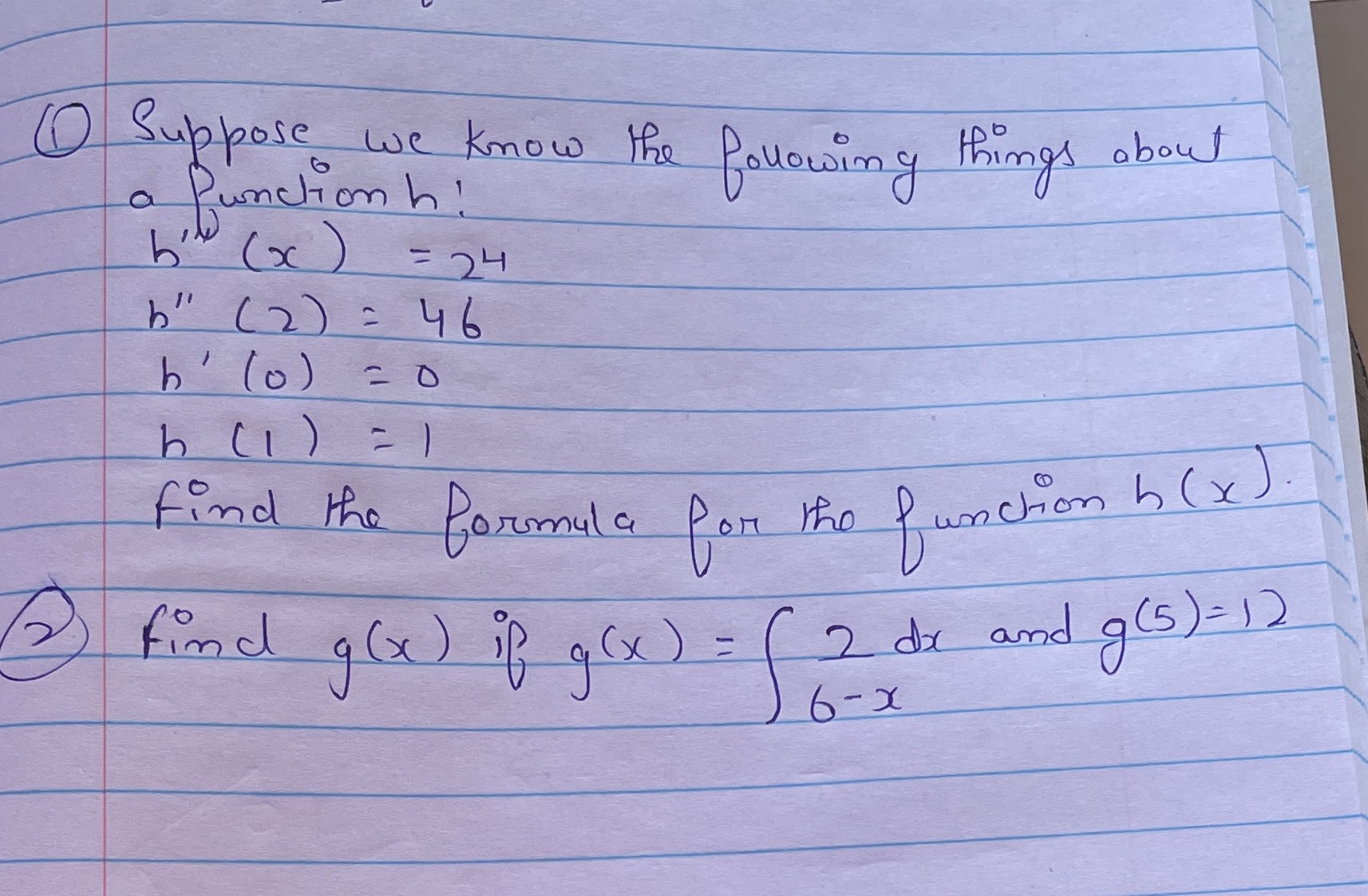 Explain each step. (1) Suppose we know the following things about a