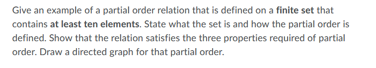 on a finite set that contains at least ten elements. State what
