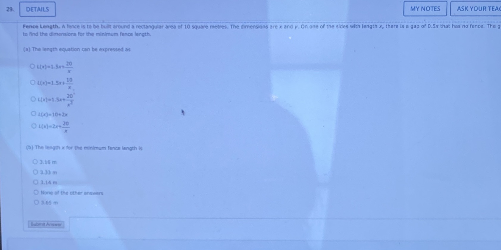  29. DETAILS MY NOTES ASK YOUR TEA Fence Length. A fence