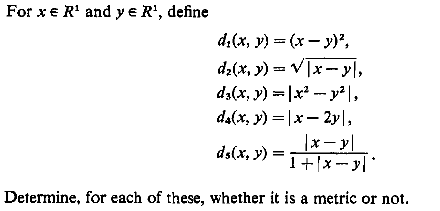 -y)?, d2 (x, y) = VIx- yl, da(x, y) = 1x2 -