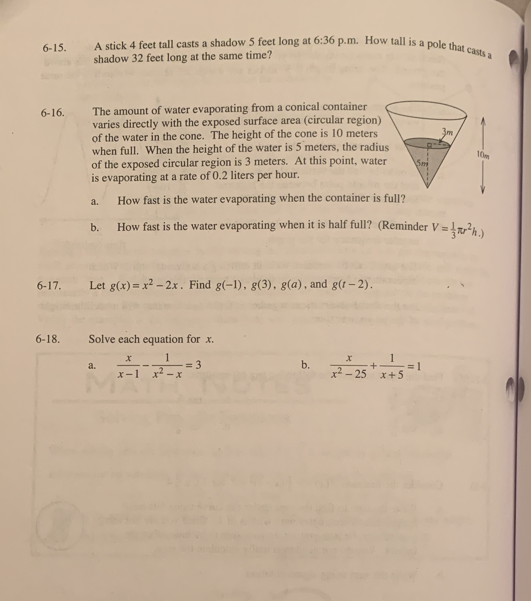 I REALLY need help on these problems. Please help me 6-15. A