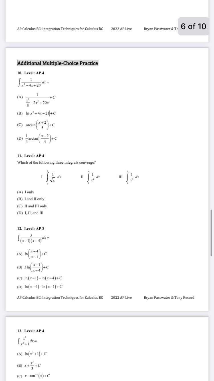 Bryan Passwater & To 6 of 10 Additional Multiple-Choice Practice 10. Level: