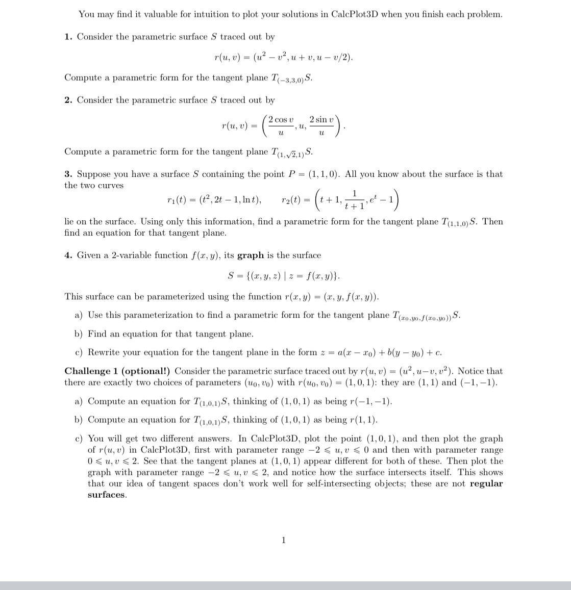 S traced out by 1"(11, 1)) - (u: 1):, u + v,u