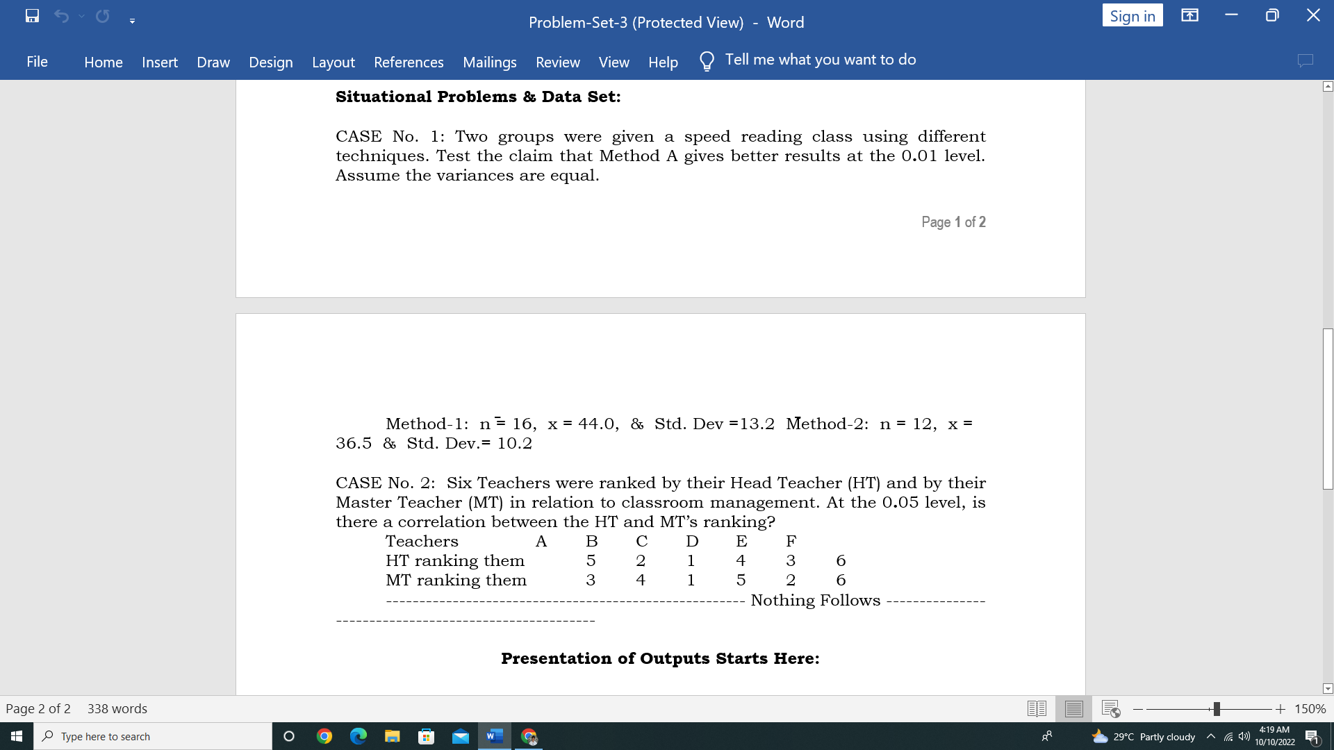  E Problem-Setv3 (Protected View] , Word File Home Insert Draw Design
