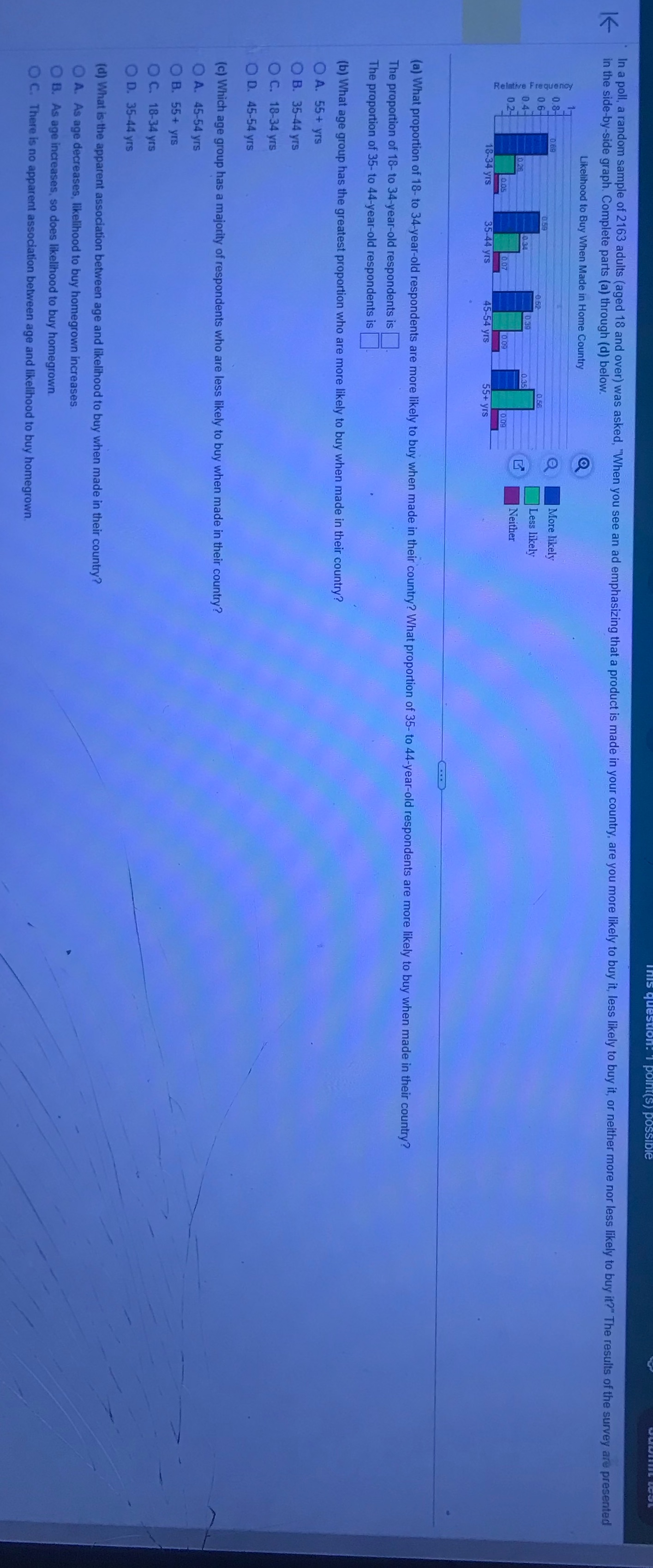 Please help solve In a poll, a random sample of 2163 adults