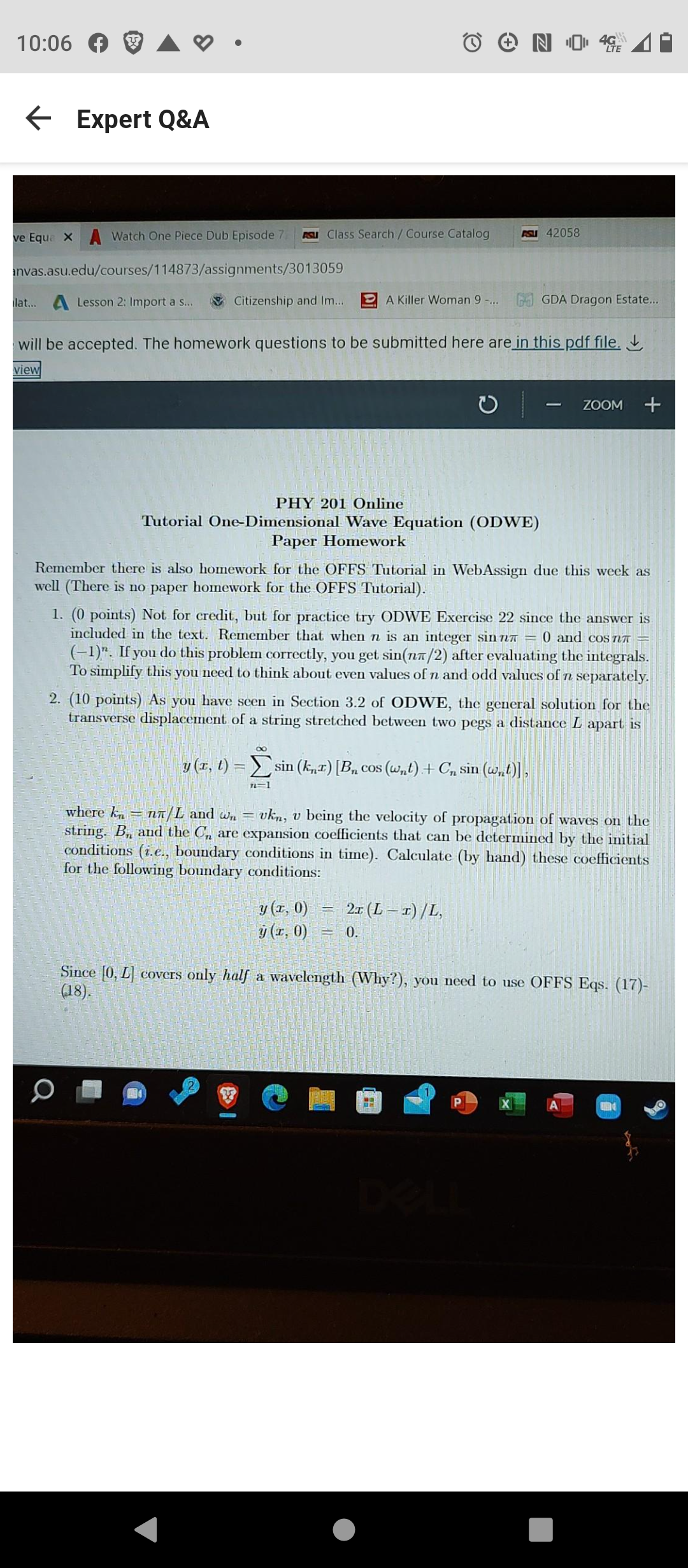 Episode 7 su Class Search / Course Catalog ASU 42058 invas.asu.edu/courses/114873/assignments/3013059 lat...