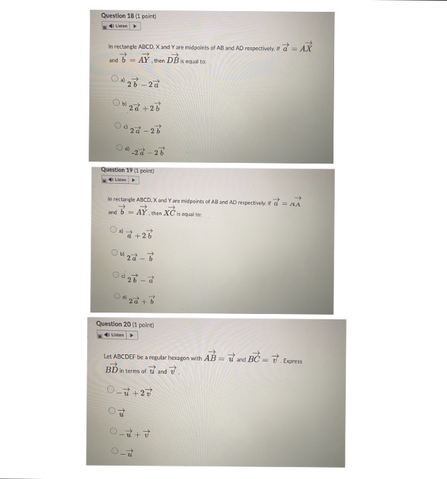 How would I answer the following three vector questions? Question 18 (1