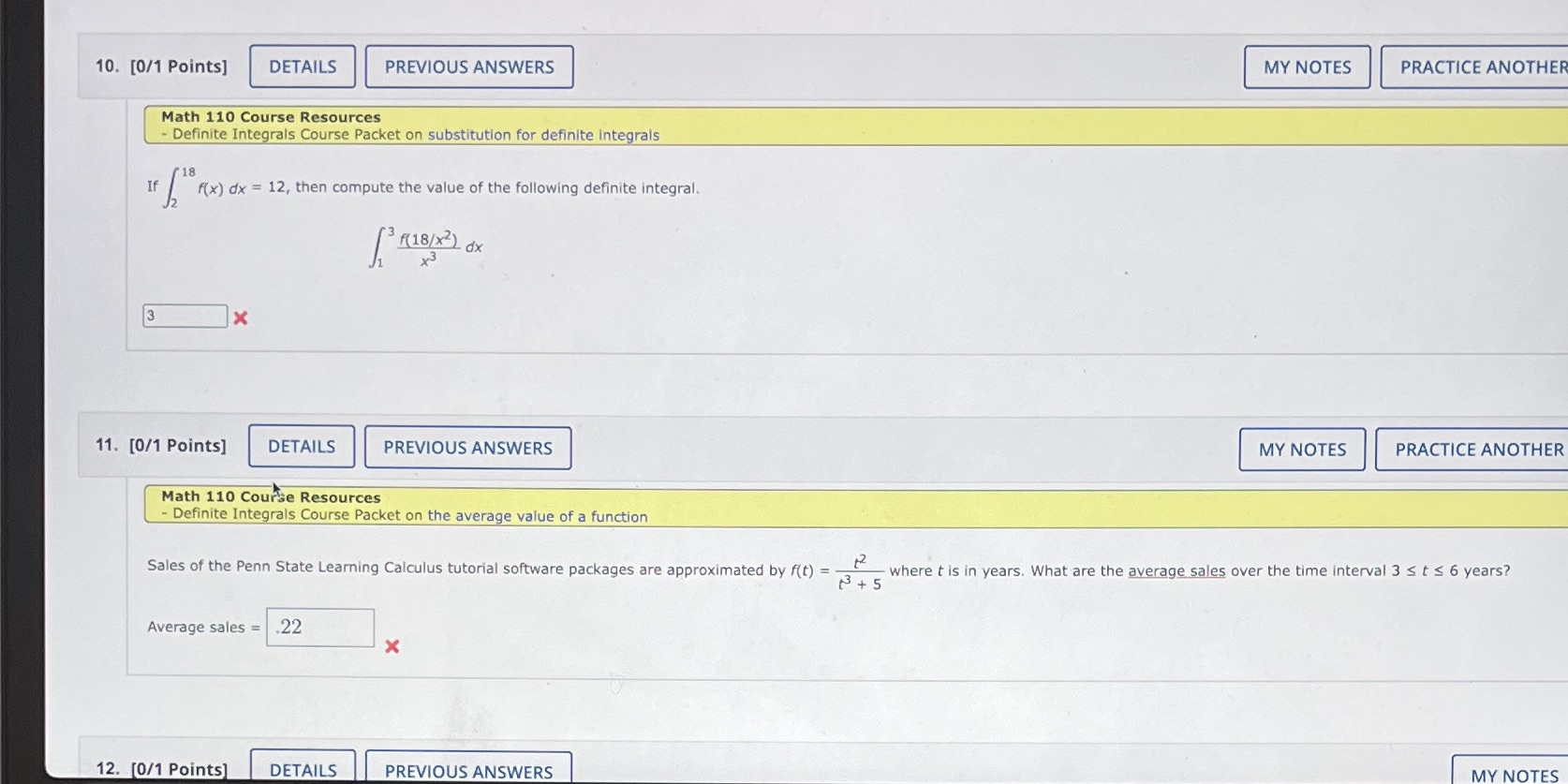 10. [0/1 Points] DETAILS PREVIOUS ANSWERS MY NOTES PRACTICE ANOTHER Math