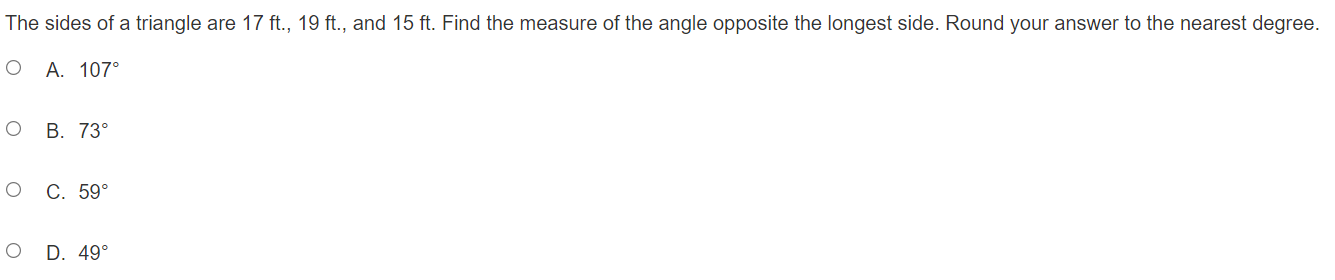 11.5ft. O B. 2.6ft. O C. 7.1 ft. 0 D. 18.0 ft.