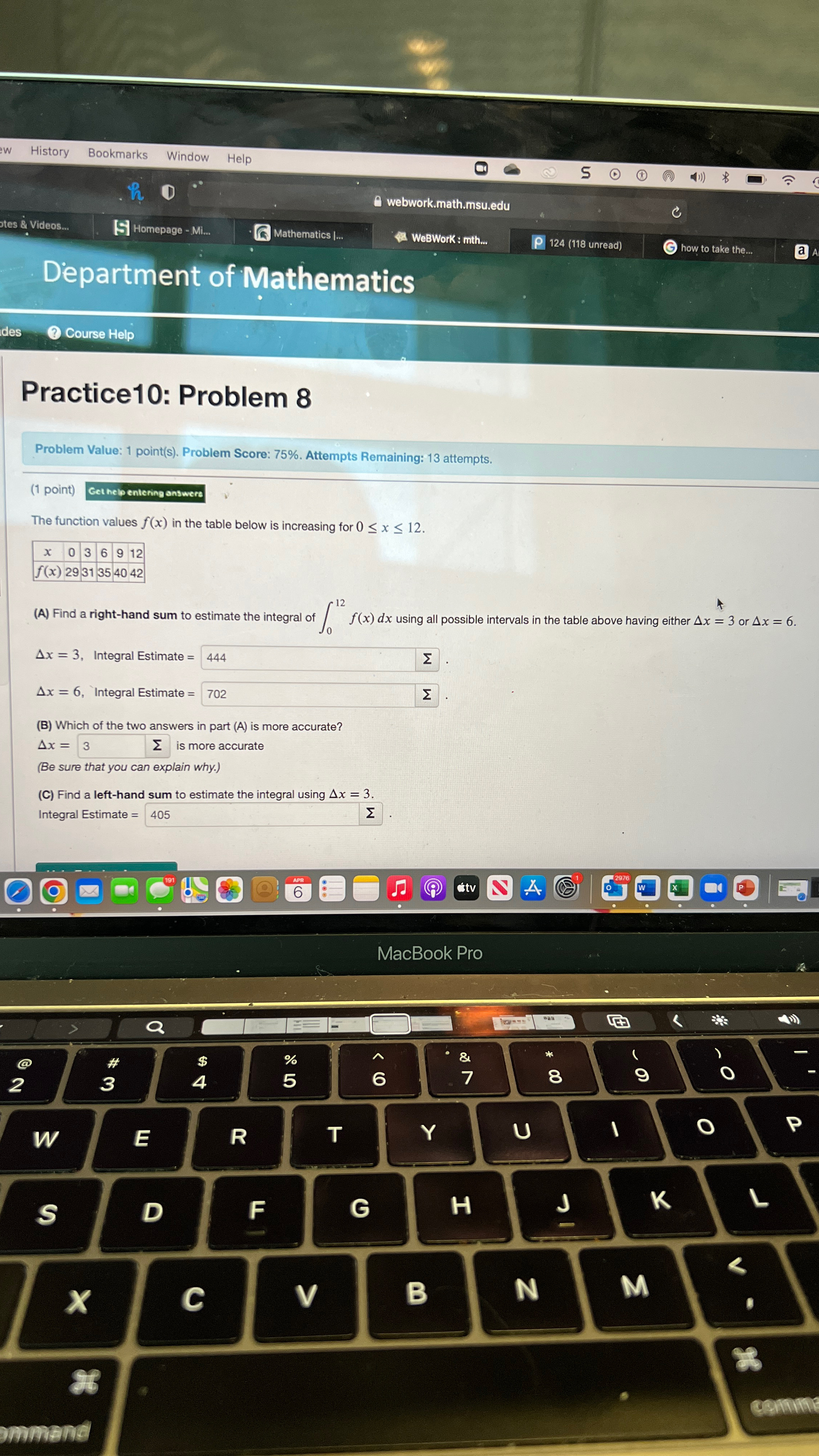WeBWorK : mih... - Department of Mathematics 0 Course Halo Practice10: Problem
