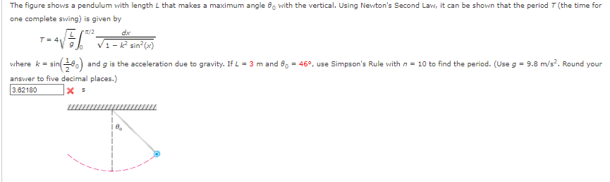  The figure shows a pendulum with length & that makes a