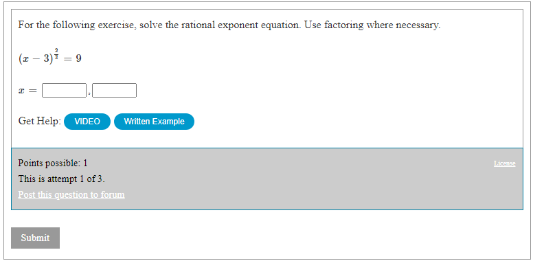 an algebraic expression [more..] TIP Enter your answer as an expression. Example: