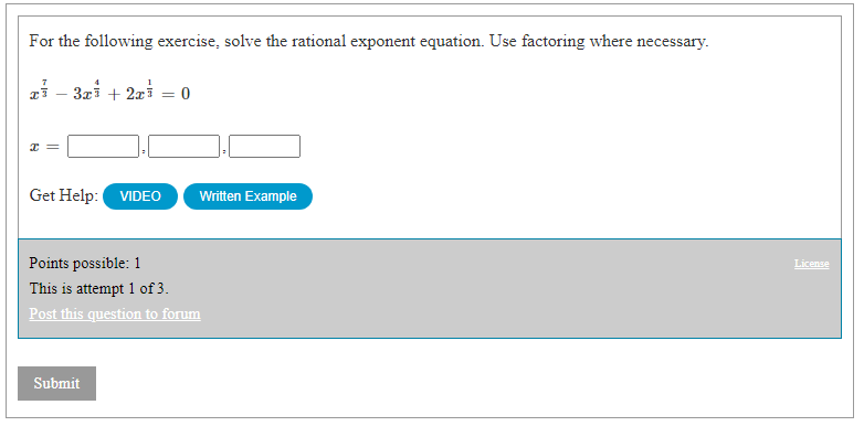 the rational exponent equation. Use factoring where necessary. I - 201 -