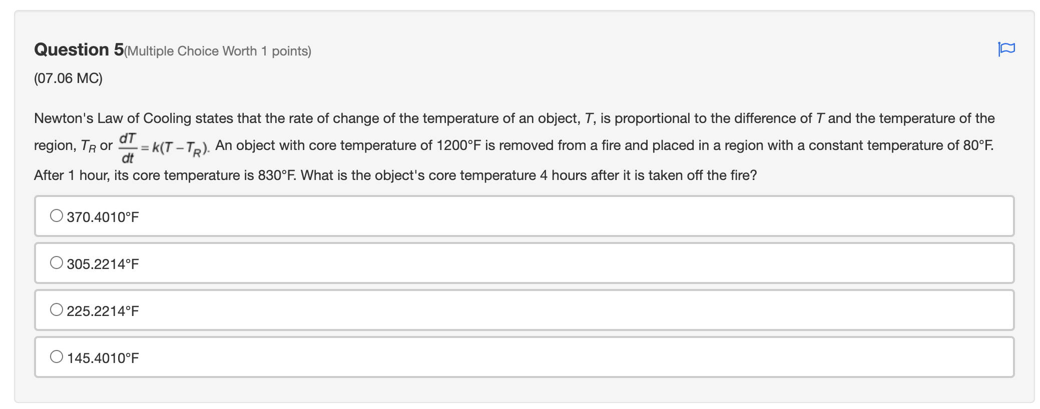 the laptop's value. Which of the following differential equations, with the correct