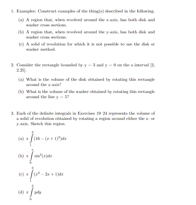  1. Examples: Construct examples of the thing(s) described in the following.
