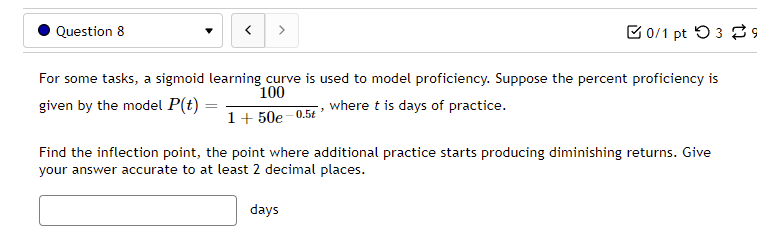 given by the model Pft] = m, where t is days of