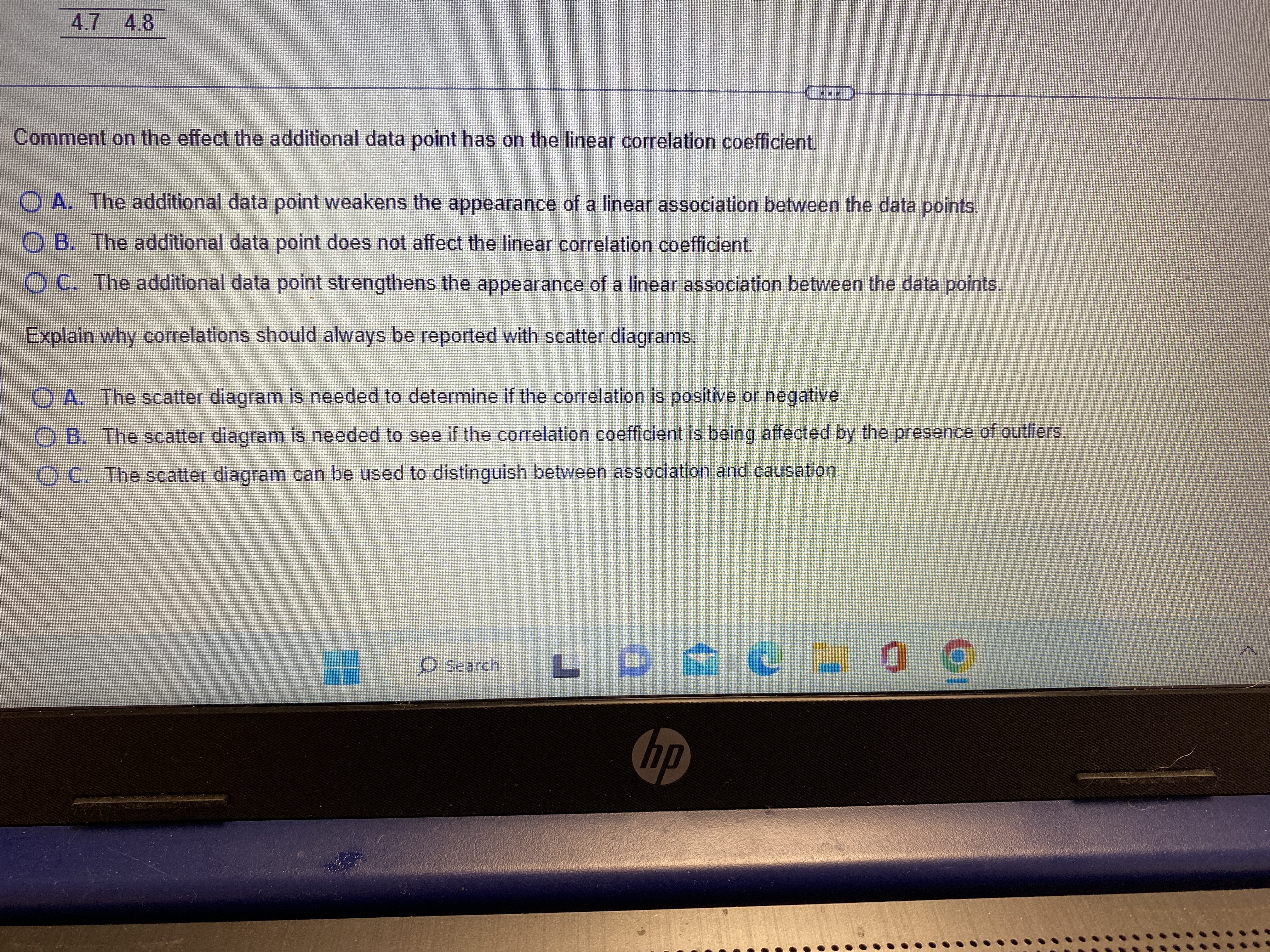 diagram of the data. Choose the correct answer below O A. O