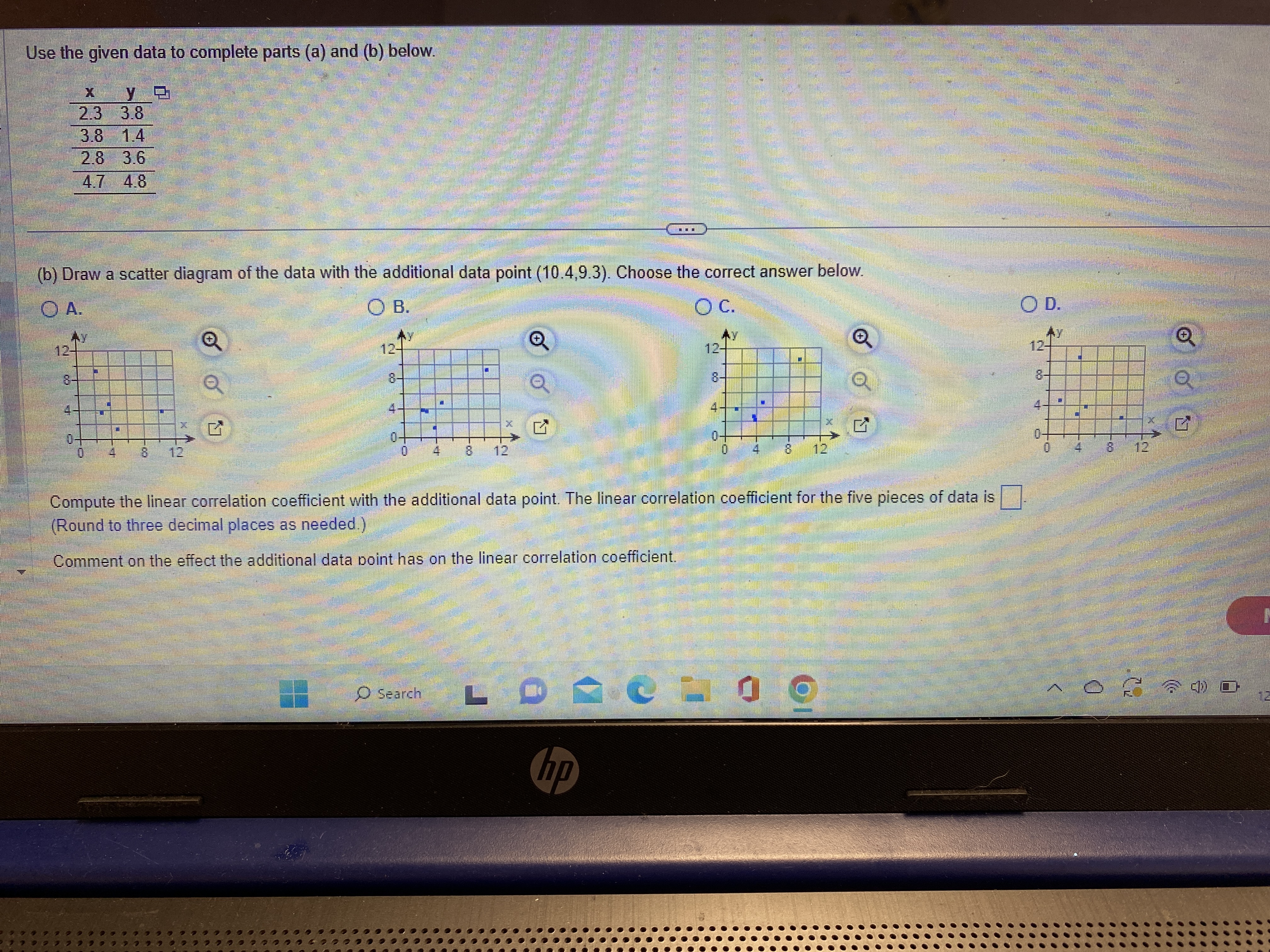 correlation coefficient for the four pieces of data is (Round to three