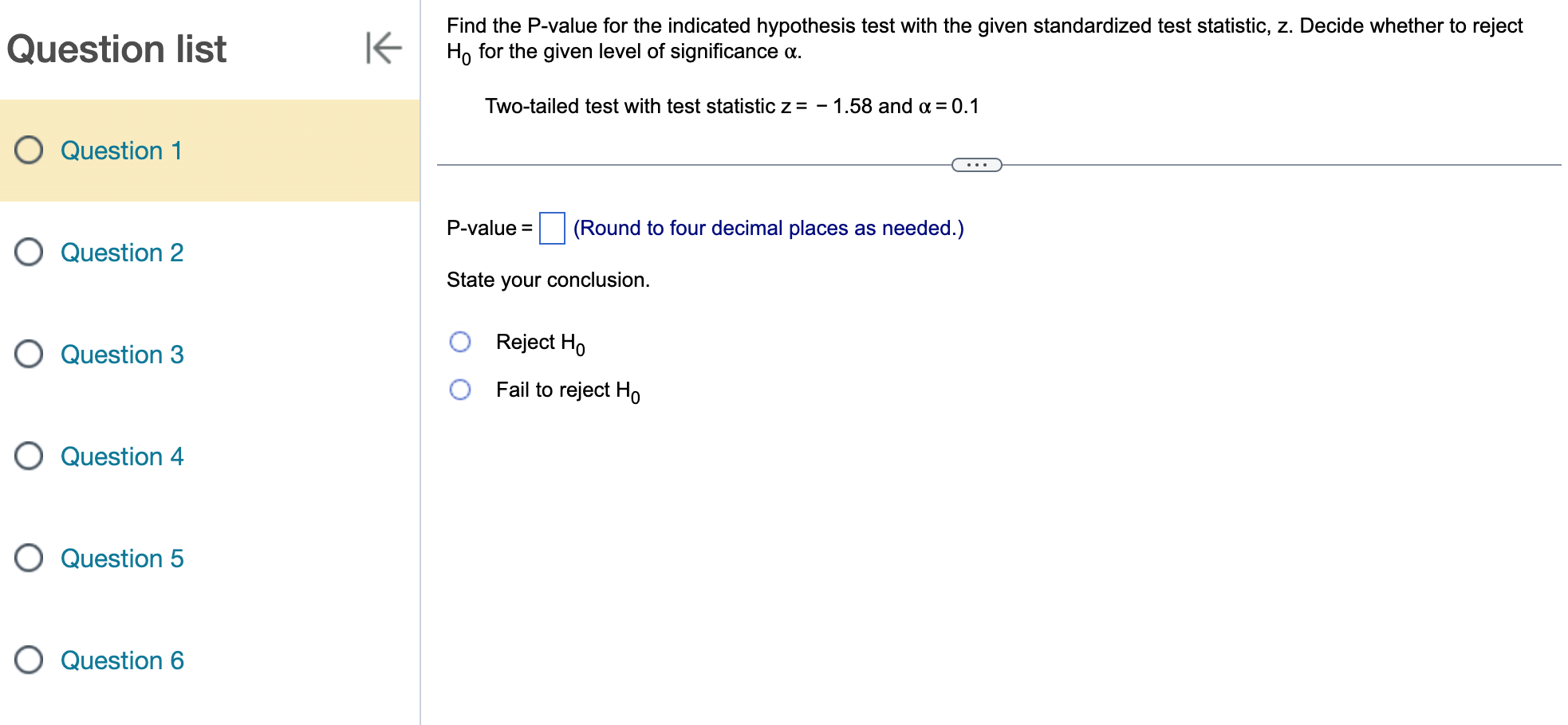  Find the P-value for the indicated hypothesis test with the given